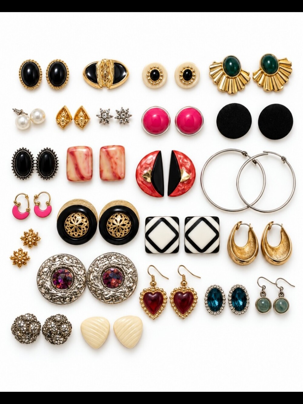 Vintage Mixed Earrings Bundle Statement Costume Jewelry Lot Pierced Earrings